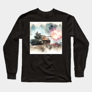 Fantasy illustration of a tank in battle Long Sleeve T-Shirt